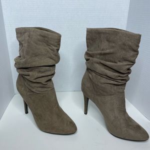 Forever 21 Mid Calf Suede Scrunch Boots.